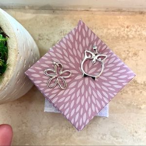 ❌SOLD❌Sterling Silver Owl Flower Necklace Charms